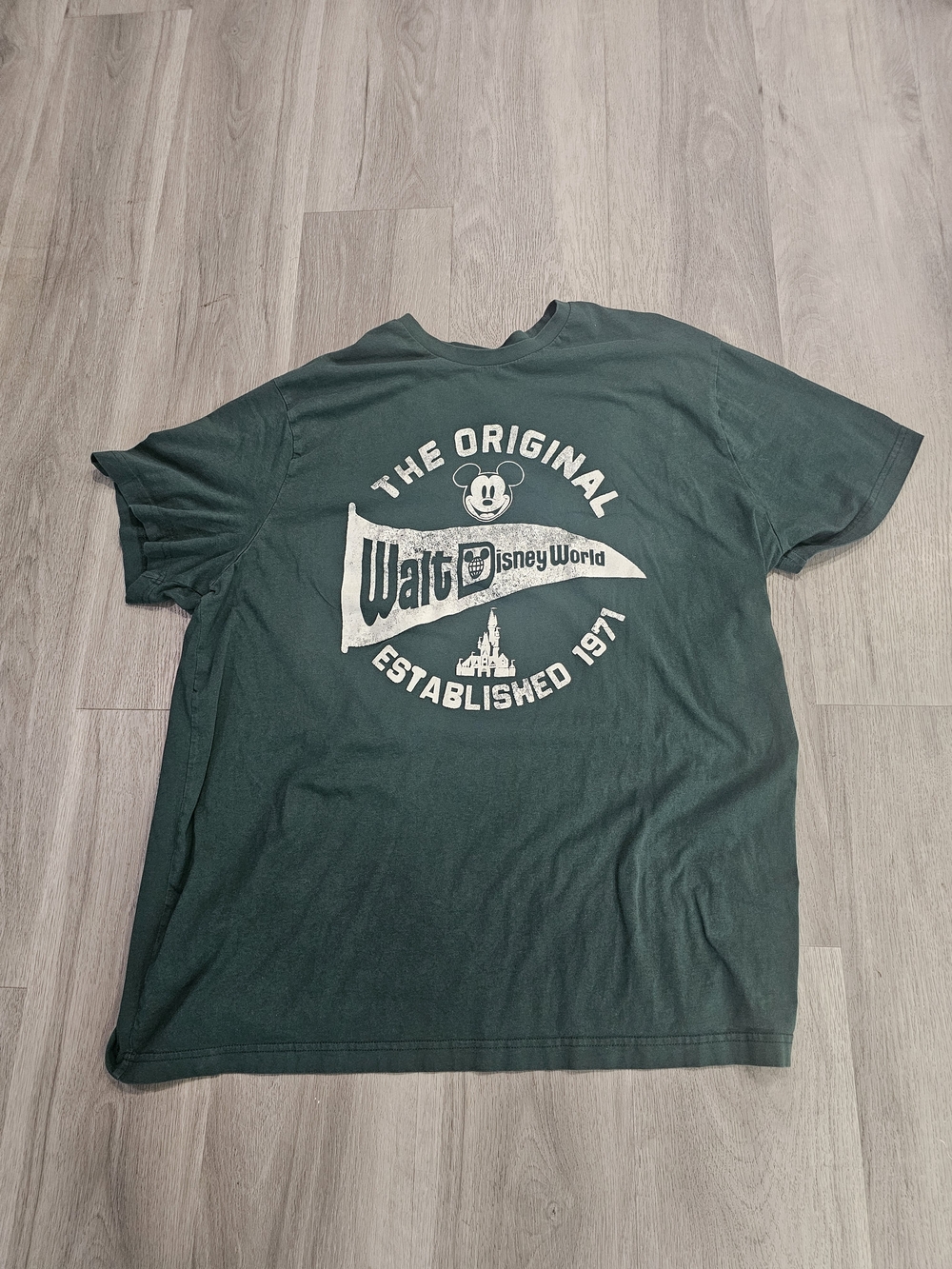 Disney Dark Green Short Sleeve Tee with Retro Walt Disney World Logo